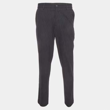 Pre Owned Boss By Hugo Boss Blue Pinstripe Stretch Chino Slim Fit P-Genius-233F Trousers XL 