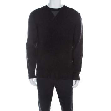 Pre Owned Boss by Hugo Boss Charcoal Grey Wool Sweater L