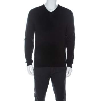 Pre Owned Boss By Hugo Boss Black Wool Slim Fit Baku-Z Jumper S