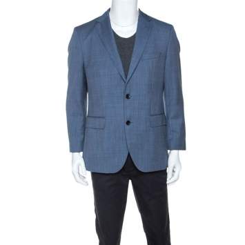 Pre Owned Boss By Hugo Boss Blue Wool Jeen Blazer L