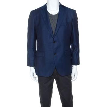 Pre Owned Boss by Hugo Boss Navy Blue Wool Jeen Blazer L