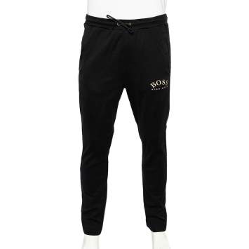 Pre Owned Boss By Hugo Boss Black Logo Embroidered Cotton Jogging Trousers M