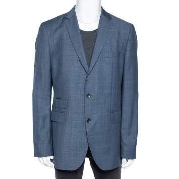 Pre Owned Boss By Hugo Boss Blue Virgin Wool Single Breasted Blazer XL