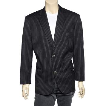 Pre Owned Boss by Hugo Boss Black Striped Wool Pasolini1/Movie1 Blazer 3XL