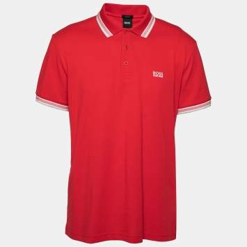 Pre Owned Boss by Hogo Boss Red Cotton Regular Fit Polo T-Shirt XXL