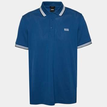 Pre Owned Boss by Hogo Boss Blue Cotton Regular Fit Polo T-Shirt XXL