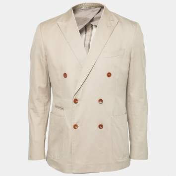 Pre Owned Boss By Hugo Boss Beige Cotton Nickson/Knox Double Breasted Blazer L