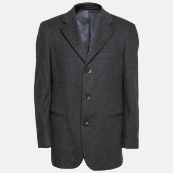 Pre Owned Boss By Hugo Boss Grey Wool Vintage Blazer XL