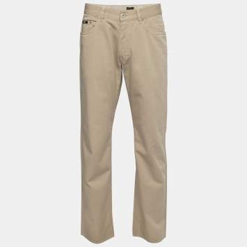 Pre Owned Boss By Hugo Boss Beige Cotton Arkansas1 Trousers L Waist 34" 