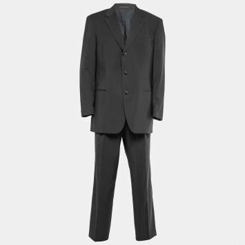 Pre Owned Boss By Hugo Boss Vintage Grey Wool Single-Breasted Einstein/Sigma Suit XL