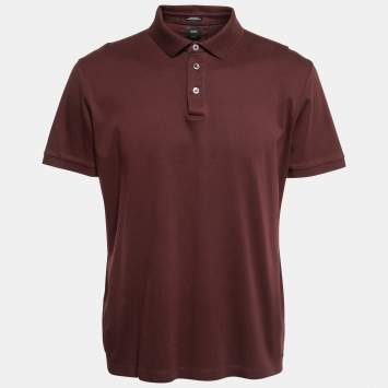 Pre Owned Boss By Hugo Boss Burgundy Cotton Tailored Polo T-Shirt XL