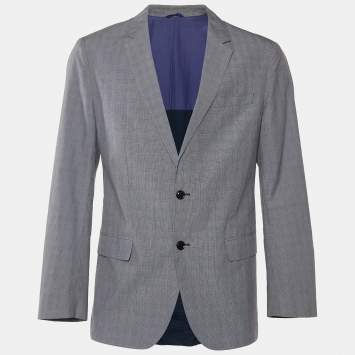 Pre Owned Boss By Hugo Boss Grey Checkered Cotton Huge/Genius-W Blazer L