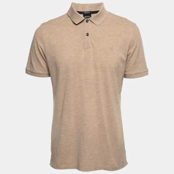 Pre Owned Boss By Hugo Boss Tan Brown Cotton Knit Polo T-Shirt L