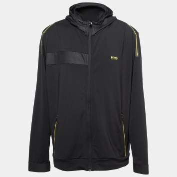 Pre Owned Boss by Hugo Boss Black Jersey Saggytech Zip Up Sweatshirt 3XL