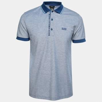 Pre Owned Boss By Hugo Boss Blue Pima Cotton Paule 4 Slim Fit Polo Shirt L