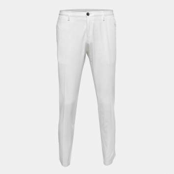 Pre Owned Boss By Hugo Boss White Cotton Classic Slim Fit Chino Pants L