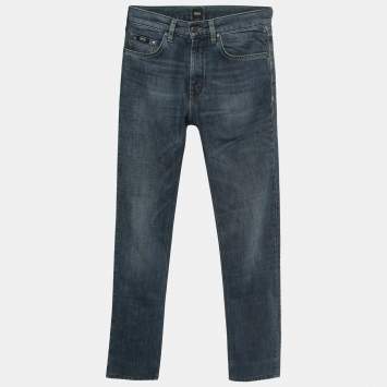 Pre Owned Boss By Hugo Boss Dark Blue Washed Denim Regular Fit Jeans L Waist 30"