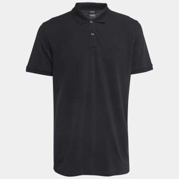 Pre Owned Boss By Hugo Boss Black Cotton Pique Polo T-Shirt XXL