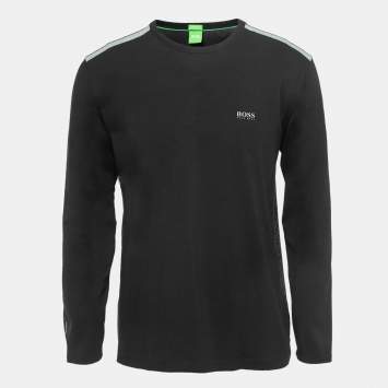 Pre Owned Boss By Hugo Boss Black Logo Print Cotton Long Sleeve T-Shirt L
