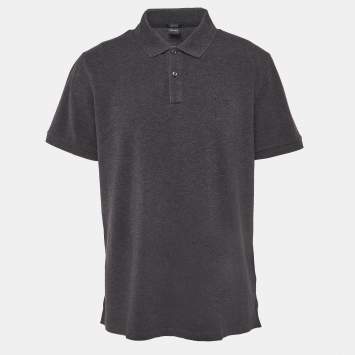 Pre Owned Boss By Hugo Boss Grey Cotton Pique Polo T-Shirt XXXL