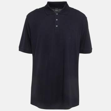 Pre Owned Boss By Hugo Boss Black Pima Cotton Polo T-Shirt 4XL
