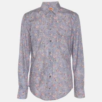 Pre Owned Boss Orange by Hugo Boss Multicolor Floral Print Cotton Long Sleeve Shirt M