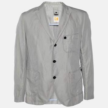 Pre Owned Boss Orange by Hugo Boss Beige Cotton & Ramie Birko Blazer L