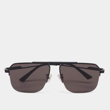 Pre Owned Bottega Veneta Black BV1149S Aviator Sunglasses