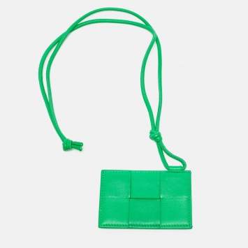 Bottega Veneta Green Intrecciato Leather Cassette Badge Holder