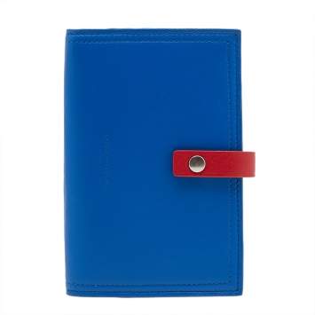 Pre Owned Bottega Veneta Blue/Red Leather Passport Holder 