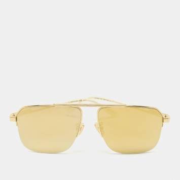Pre Owned Bottega Veneta Gold Mirror Aviator Sunglasses
