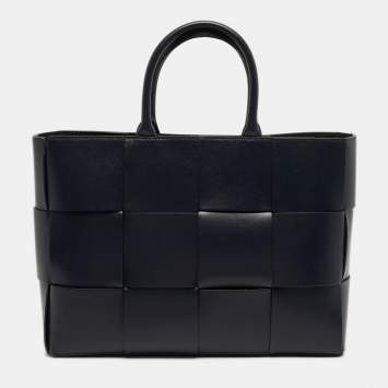 Pre Owned Bottega Veneta Arco Medium Intreccio Leather Tote
