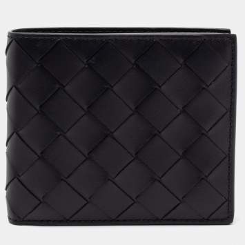 Pre Owned Bottega Veneta Black Intrecciato Leather Bifold Wallet