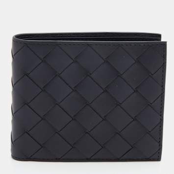 Pre Owned Bottega Veneta Black Intrecciato Leather Bifold Wallet