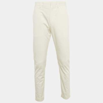 Pre Owned Bottega Veneta Off-White Gabardine Cotton Pants M