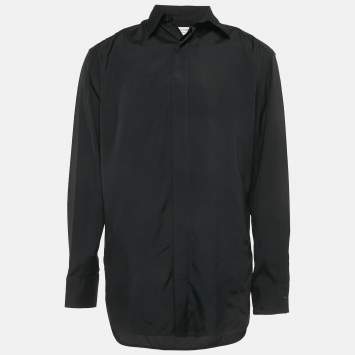 Pre Owned Bottega Veneta Black Crepe Button Front Full Sleeve Shirt S