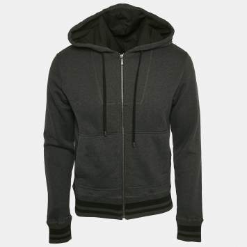 Pre Owned Bottega Veneta Black Cotton Knit Zip-Up Continuity Hoodie S