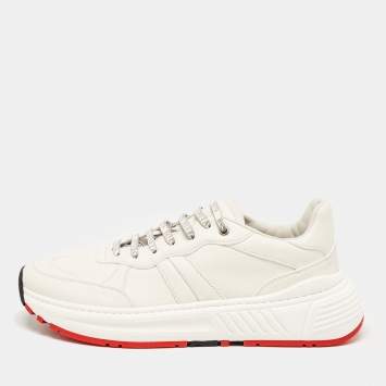 Pre Owned Bottega Veneta White Leather Speedster Sneakers Size 44 
