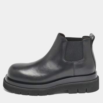Pre Owned Bottega Veneta Black Leather Chelsea Boots Size 41.5