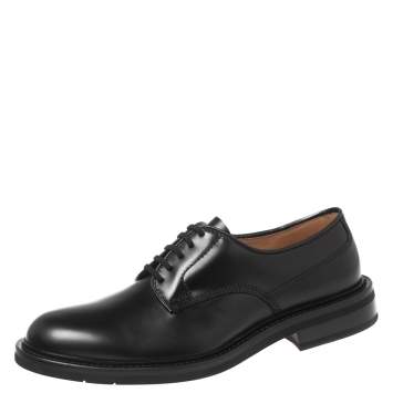 Pre Owned Bottega Veneta Black Leather Lace-up Derby Size 43