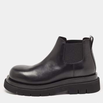 Pre Owned Bottega Veneta Black Leather Platform Chelsea Boots Size 41