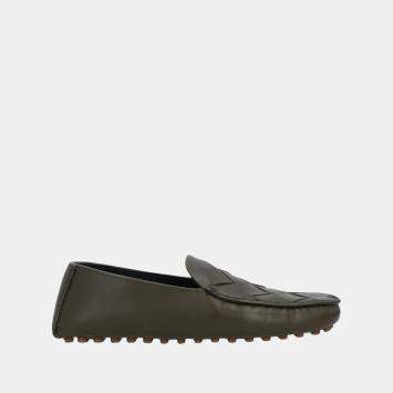 Pre Owned Bottega Veneta Leather Slip On Loafers Size 41