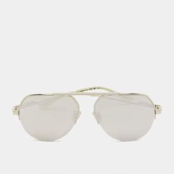 مملوكة مسبقًا Bottega Veneta Grey/Silver Tone Mirrored BV1150S Aviator Sunglasses
