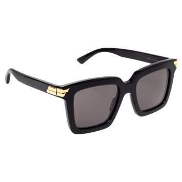 Pre Owned Bottega Veneta Black BV1005S Square Sunglasses
