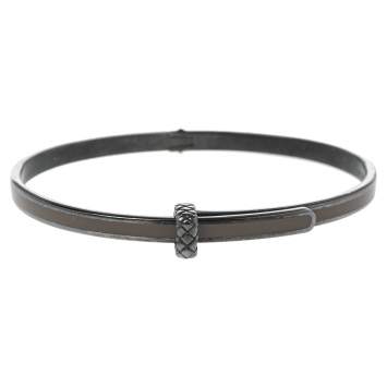 Pre Owned Bottega Veneta Sterling Silver Brown Enamel Cuff Bracelet S