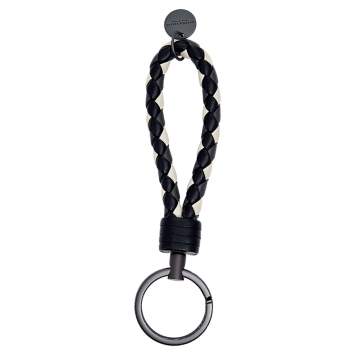 Pre Owned Bottega Veneta Monchrome Braided Leather Key Holder 