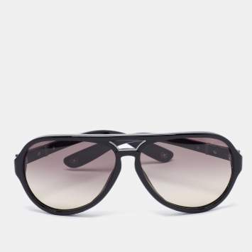 Pre Owned Bottega Veneta Black Gradient Aviator Sunglasses