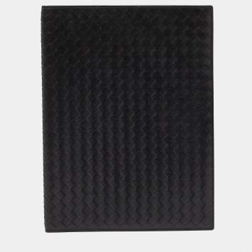 Pre Owned Bottega Veneta Black Intrecciato Leather Agenda Cover