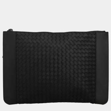 Pre Owned Bottega Veneta Black Intrecciato Clutch
