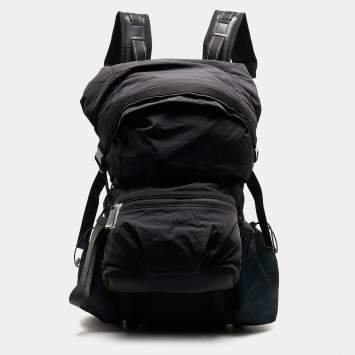 Pre Owned Bottega Veneta Black/Blue Nylon Trekking Backpack